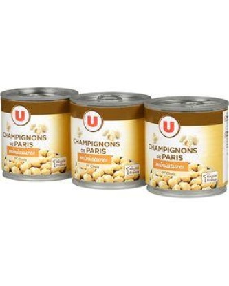 Champignons miniatures U bte 3X1/4 345g