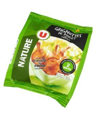 Grignotte de poulet rôtie nature, U, France, Sachet, 250g