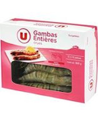 Gambas entières crues surgelées U, 800g