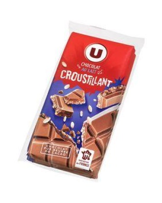 Chocolat lait croustillant U tablettes 2X100G