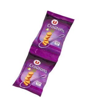 Croûtons ronds frits à soupe saveur ail U 2x90g soit 180g