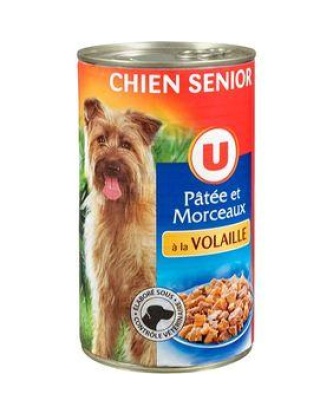 Patée+morceaux p/chien sénior volaille U boîte 3/2 1,240kg