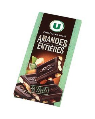 Chocolat noir aux amandes U tablette 200g