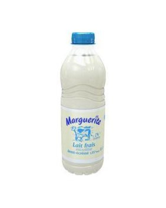 Lait frais demi-écrémé MARGUERITE, bouteille de 1 litre