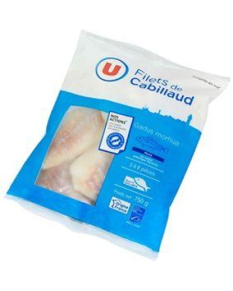 Filet de cabillaud pêché en océan Atlantique MSC U, 750g