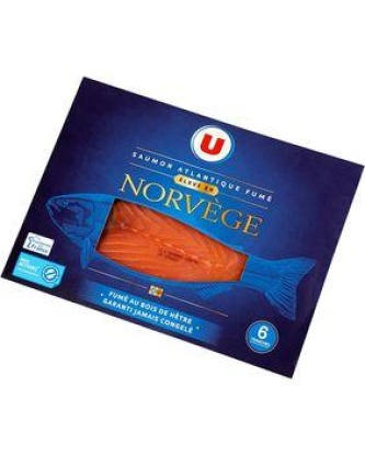 Saumon atlantique fumé Norvège U, 6 tranches, 225g