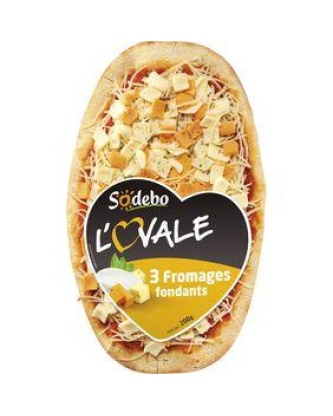 Pizza aux 3 fromages fondants "L'Ovale" SODEBO, 200g
