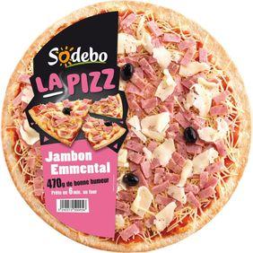 La pizza jambon et emmental SODEBO, 470g