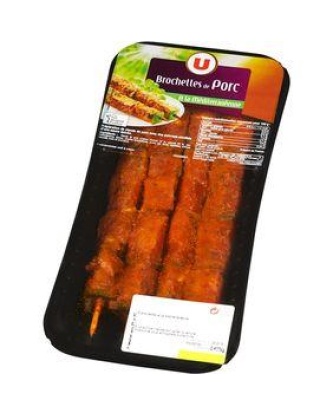 Brochette de porc nature, U, 4 pièces 380 g