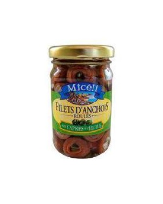 Filet d'anchois roulés aux câpres à l'huile d'olive MICELI, 105g