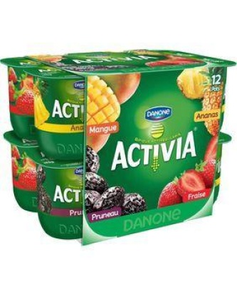 Lait fermenté sucré au bifidus aux fruits panachés ACTIVIA 12x125g