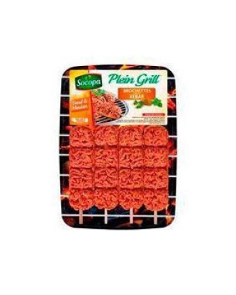 Brochette de boeuf et mouton Kebab plein grill, SOCOPA, 4 pièces, barquette, 400g