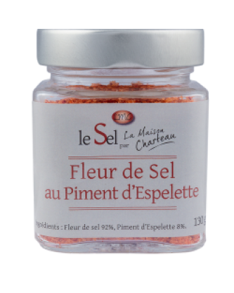 FLEUR DE SEL PIMENT ESPELETTE MAISON CHARTEAU ,130GR