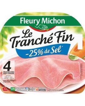 Jambon fin italien teneur en sel réd.FLEURY MICHON 4t.120g