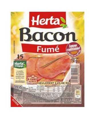 Bacon 15 tranches fines HERTA, 150g