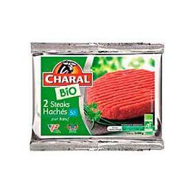 Steak haché, 5% MAT.GR., BIO, CHARAL, 2 pièces, Barquette, 100g