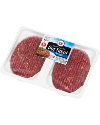 Steak haché, 5% MAT.GR., U, France, VBF 100% muscle, 2 pièces, 250g