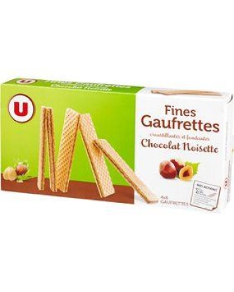 Fines gaufrettes chocolat et noisette U 4x8 paquet 160g
