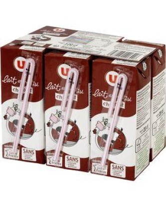 Lait UHT arôme chocolat U, briquettes, 6x20cl.