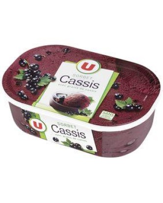 Sorbet cassis avec baies de cassis U, bac de 589g
