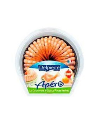 Couronne de queues de crevettes cuites décortiquées et sauce fines herbes, transformé France, b...