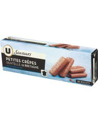 Crêpes dentelle de Bretagne enrobées chocolait lait U SAVEURS 100g