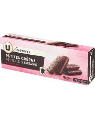 Crêpes dentelles de Bretagne enrobées de chocolat noir U SAVEURS 100g