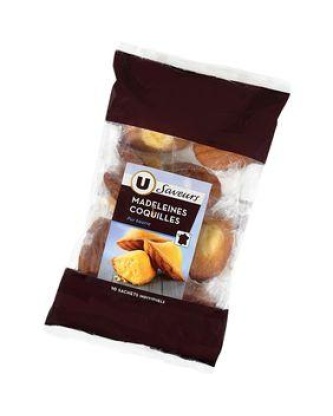 Madeleines coquilles pur beurre U SAVEURS, 10 unités, 330g