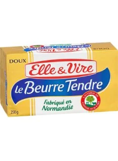 Beurre tendre doux, ELLE&VIRE, 82% de MG, plaquette de 250g