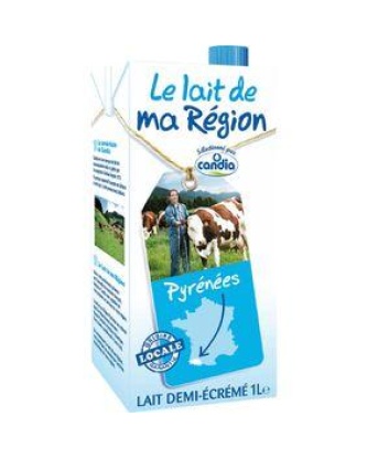 Lait demi écrémé UHT "Le Lait de ma Région" CANDIA, 6 briques de 1litre