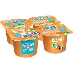 Crème dessert au caramel issu de l'agriculture biologique origine France (Normandie) LES 2 VACH...