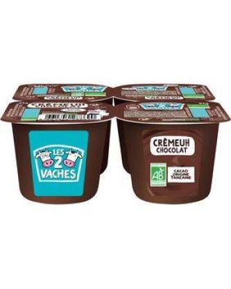 Crème dessert bio au chocolat LES 2 VACHES 4x95g