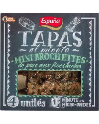Mini brochettes de porc aux fines herbes "Tapas" ESPUNA, 4 unités, 80g