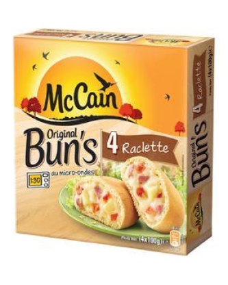 Original Bun's raclette, jambon, crème fraîche MC CAIN, 4x100g