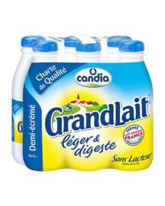 GRANDLAIT lait léger digeste 1/2 écrémé bouteille 6x1 litre