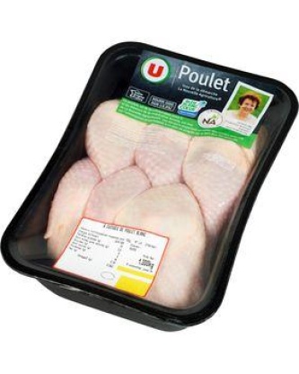 Cuisse de poulet blanc déjointée, U, France, 6 pièces 1,5 Kg