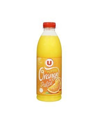 100 % Pur jus d'orange avec pulpe flash pasteurisé réfrigéré U, bouteille en plastique de 1 lit...