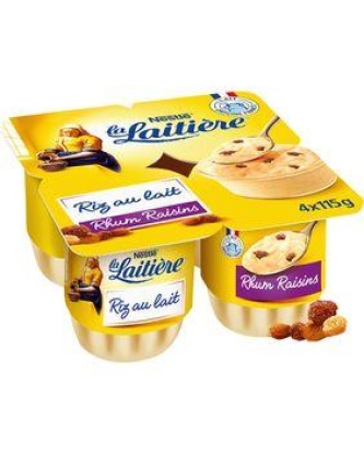Riz au lait rhum et aux raisins LA LAITIERE, 4x115g