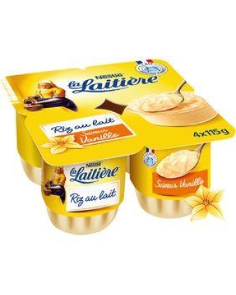 Riz au lait saveur vanille LA LAITIERE, 4x115g