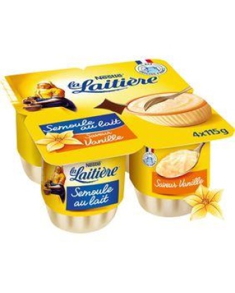 Semoule au lait saveur vanille LA LAITIERE, 4x115g