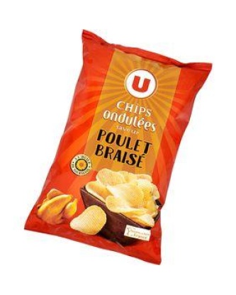 Chips ondulées saveur poulet braisé U paquet 135G
