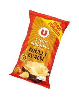 Chips ondulées saveur poulet braisé U paquet 270G