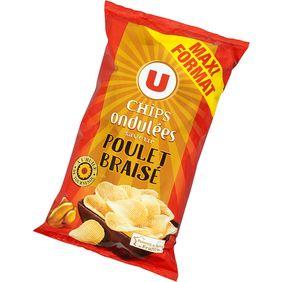 Chips ondulées saveur poulet braisé U paquet 270G