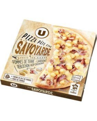 Pizza savoyarde U 350g Pommes de terre, reblochon AOP*, lardons fuméset oignons rouges