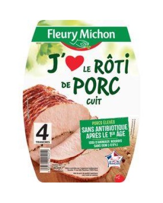 J'aime le rôti de porc FLEURY MICHON, 4 tranches, 140g