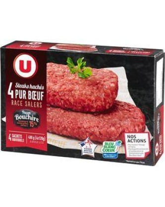 Steak haché façon bouchère race salers BBC U, 15% de MG, 4x120g
