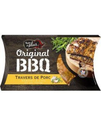 Travers de porc cuit original barbecue,TENDRE ET PLUS, barquette 550 g