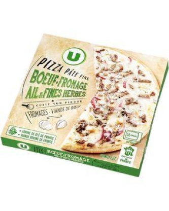 Pizza boeuf, fromage ail et fines herbes U, 395g