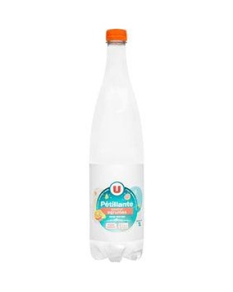 Boisson gazeuse à base d'eau minérale naturelle pétillante saveur agrumes zéro sucre U, 1L