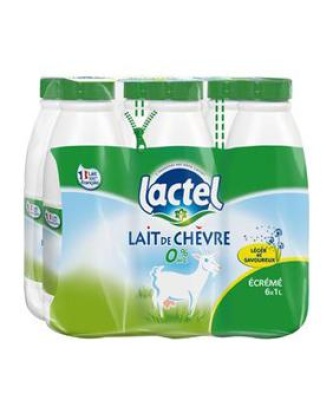 Lait de chèvre UHT écrémé stérilisé LACTEL, 6x1 litre